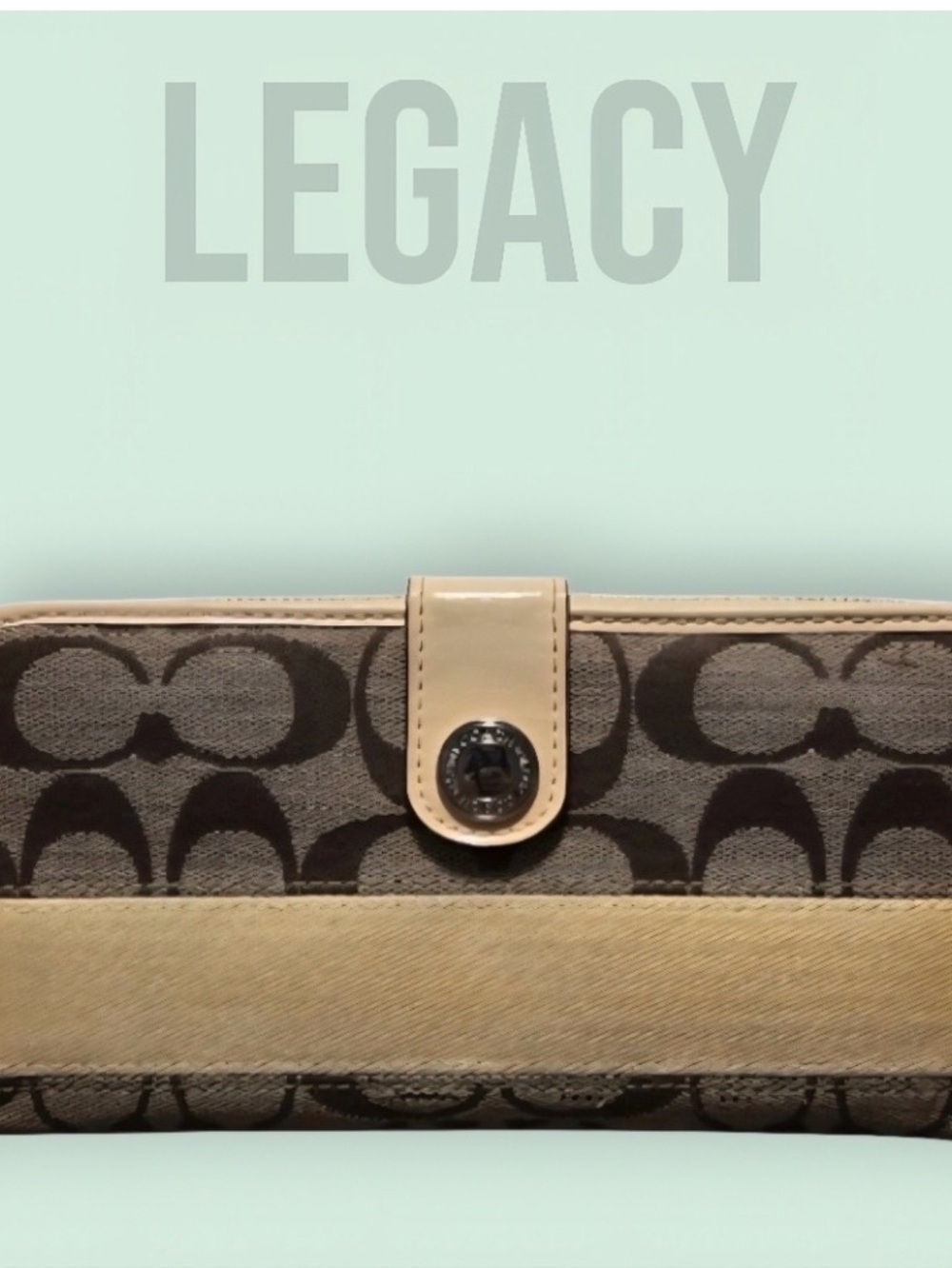 Coach LEGACY Signature Canvas long Zip Wallet